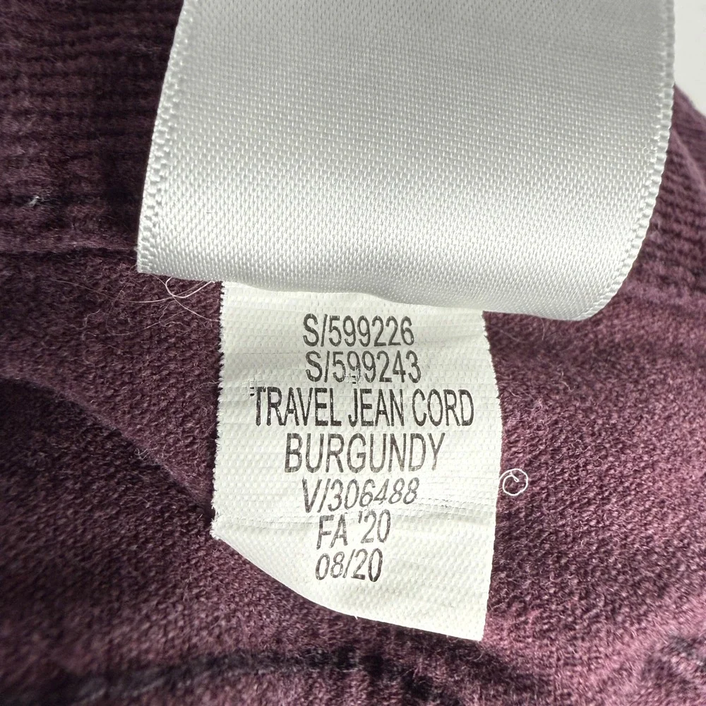 Banana Republic Travel Jean Cord Pants Mens 35x30 Burgundy Slim Fit 599226